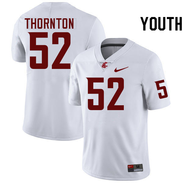 Youth #52 Kyle Thornton Washington State Cougars College Football Jerseys Stitched-White